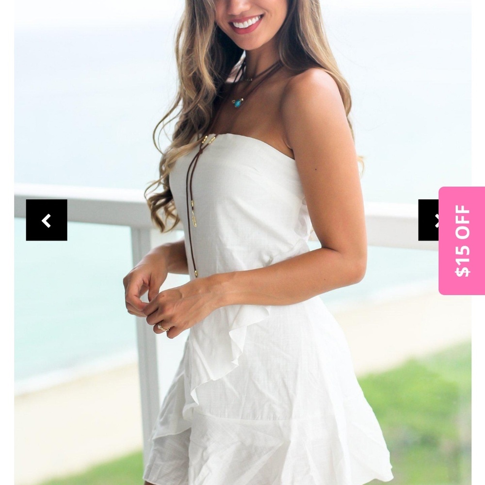 White Strapless Short Dress